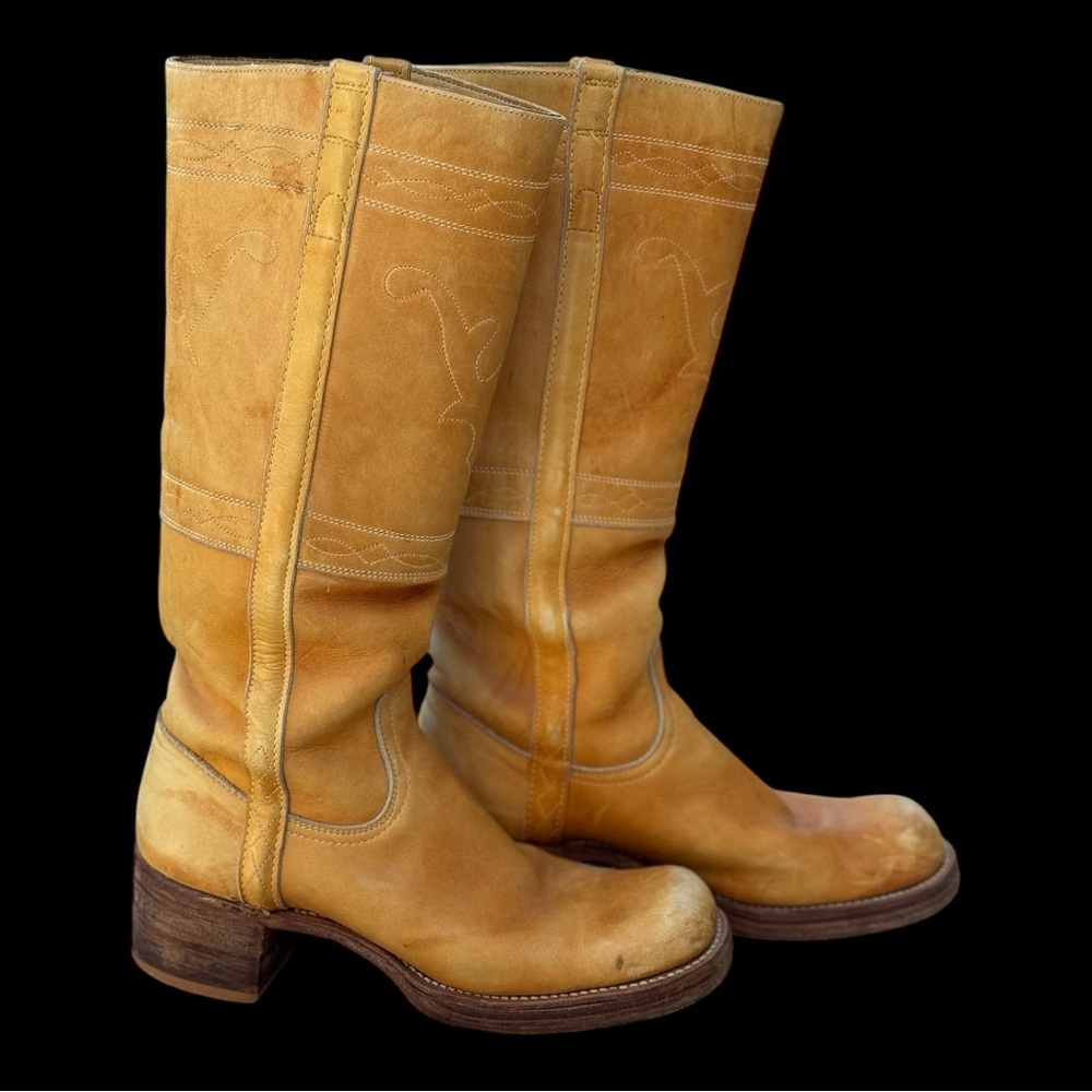 Authentic Vintage 1970’s Frye Black Label Campus Boot with Deer Head Stitching - Picture 2 of 16